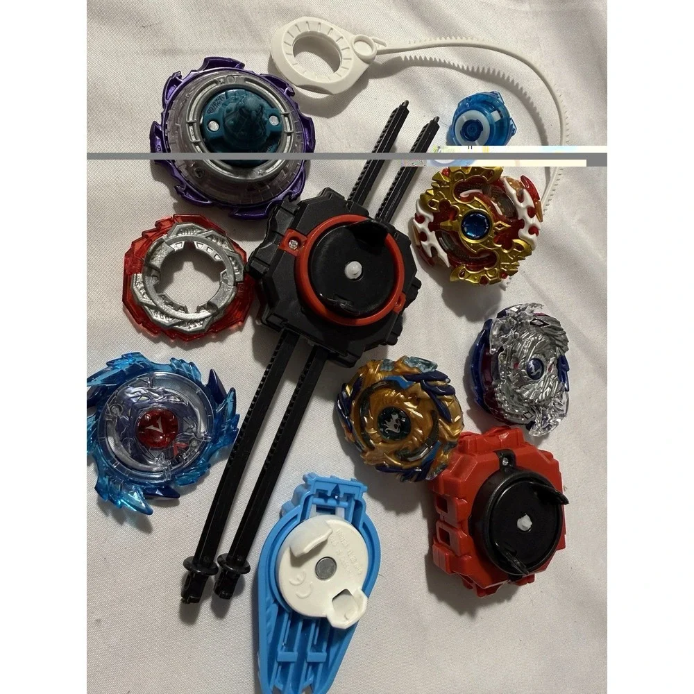 Beyblade Burst Mixed Lot 5 Tops 2 Launchers Ripcords Parts Untested